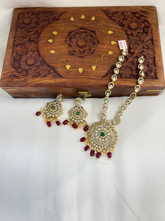 Kundan Ruby Pearls Necklace Set